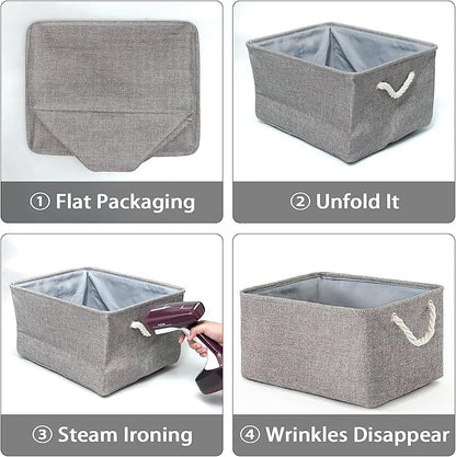 TheWarmHome Storage Basket for Organizing - 16x12x12 inch 3 Pack Fabric Storage Cubes, Cube Storage Bin for Shelves Closet Organizer Cloth Gift Toy (Grey)