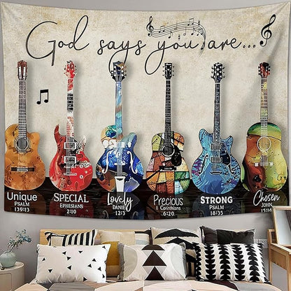 yowecso Musical Guitar Tapestry Rock Guitar Tapestry Wall Hanging for Bedroom Cool Rock Music Tapestries Aesthetic Wall Decor for Home Dorm Living Room 50"x60"
