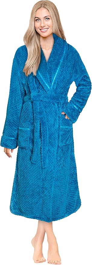 PAVILIA Women Plush Fleece Robe, Soft Textured Bathrobe, Lady Cozy Spa Long Robe