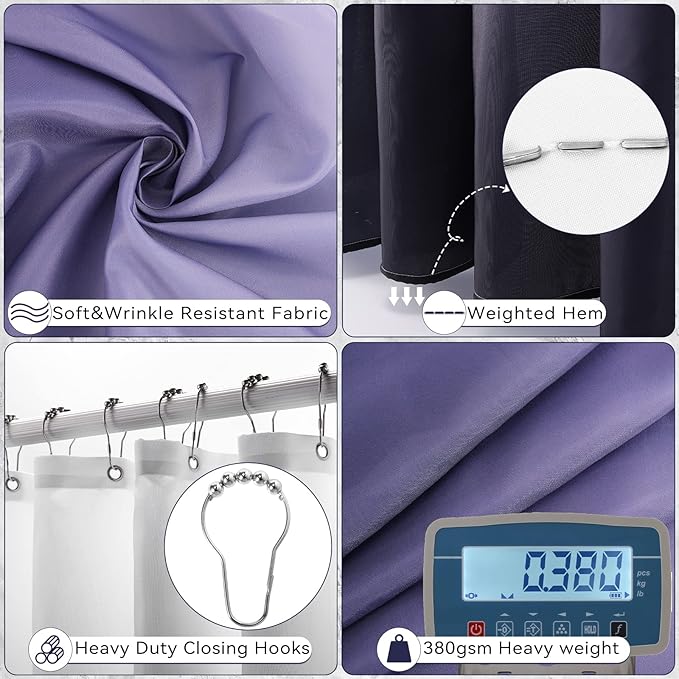 24PC Navy Blue Bathroom Set with Shower Curtain and Rugs, Blue Bathroom Sets Complete with Trash Can,Soap Dispenser,Soap Dish,Toilet Brush,Toothbrush Holder and Cup,Tray,Q-Tip Holders