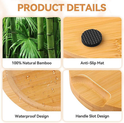 Bamboo Vanity Tray 11.4x6.4 inches, Decorative Vanity Tray for Bathroom Countertop Toilet Tank Farmhouse, Gold