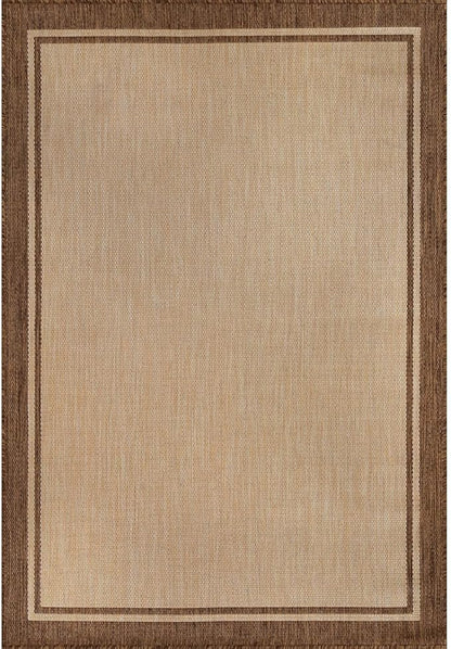 CAMILSON Outdoor Rug 9x12 Bordered Natural Brown Modern Area Rugs for Indoor and Outdoor Patios, Kitchen and Hallway Mats, Washable Porch Deck Outside Carpet (Border Jute, 9 x 12)