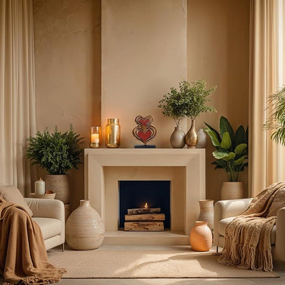 Decozen Gifts for Mom - Wooden Heart Sculpture - Mother's Day Birthday Gifts, Home, Office, Living Room, Shelf, Fireplace, Farmhouse, Tabletop, Boho and Mantle Decor - Mothers Day Decorations