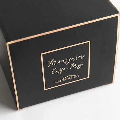 COLLECTIVE HOME - Monogram Ceramic Mugs, 15 oz Golden Initial Coffee Cups, Elegant Alphabet Tea Mugs, Elegant Personalized Mug with Gift Box, Luxurious Cups for Office and Home (l)