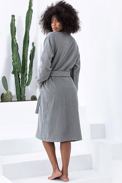 Organic Turkish Cotton Terry Hooded Kimono Bathrobe, Robe for Women