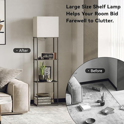 SUNMORY Large Size Floor Lamp with Shelves, 4-Tier Modern Standing Lamp with 3 Color Temperature Bulb, Tall Floor Lamp with Shelf, Corner Display Bookshelf Lamps for Living Room, Bedroom, Office