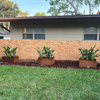 Corten Steel Planter Box Metal Outdoor Large Rectangular Rustic Durable Antique Detached for Commercial Residential Patio Deck and Backyard 24" x 12" x 12"