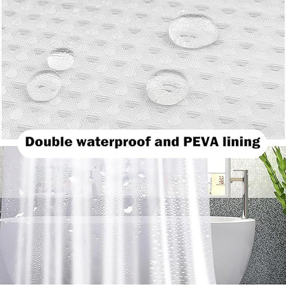 White Bathroom Set, 25 PCS Bathroom Accessories Set with Shower Curtains, Rugs, Trash Can, Toothbrush Holder, Soap Dispensers, Toothbrush Cup, Vanity Tray, Soap Dish, Toilet Brush, Qtip Holders