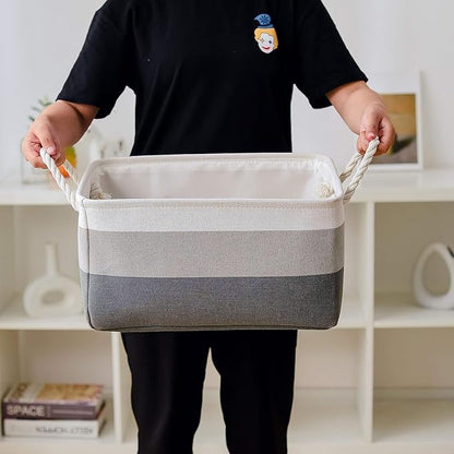 TcaFmac Storage Basket for Organizing - Large 4 Pack 16x12x8 inch Fabric Storage Bins for Shelves, Collapsible Storage Cubes for Closet Cloth Toy Gift Kids (Gradient Gray)