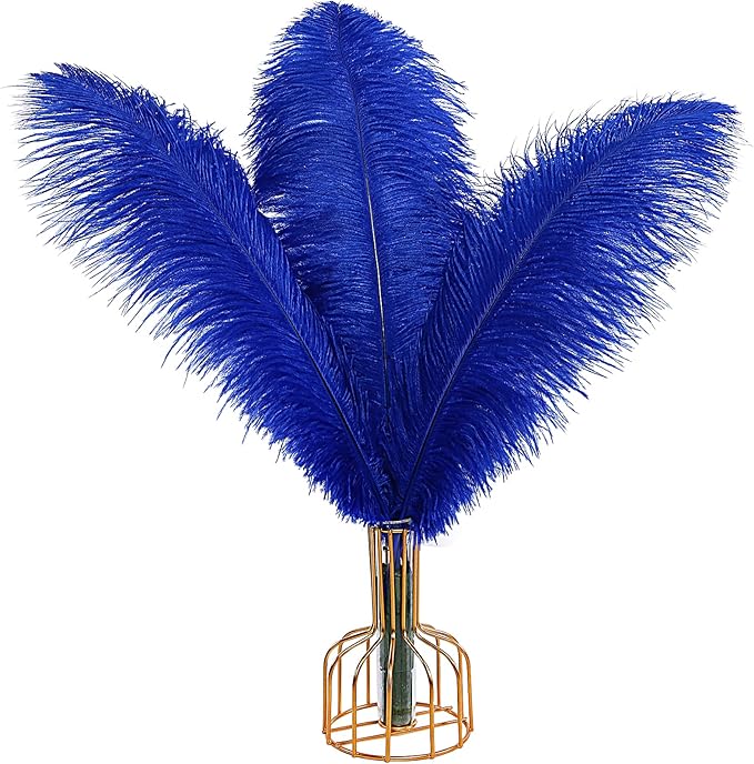 THARAHT Blue Ostrich Feathers 12pcs Large Natural Bulk 16-18Inch 40cm-45cm for Wedding Party Centerpieces Halloween and Home Decoration Feathers