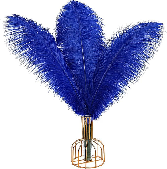 THARAHT Blue Ostrich Feathers 12pcs Large Natural Bulk 16-18Inch 40cm-45cm for Wedding Party Centerpieces Halloween and Home Decoration Feathers
