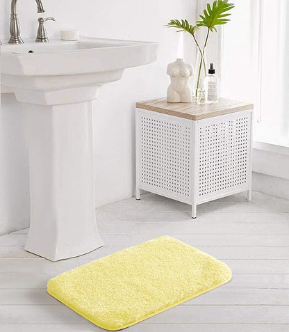 Suchtale Non Slip Bath Mat, 16 x 24, Yellow - Soft Microfiber Shaggy, Water Absorbent, Machine Washable, Thick Plush for Shower