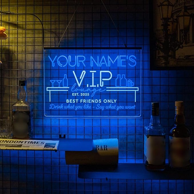 Personalized Bar Signs with Your Name for home wall light up with personalized pub name, man cave accessories, beer themed neon customizable lighted sign