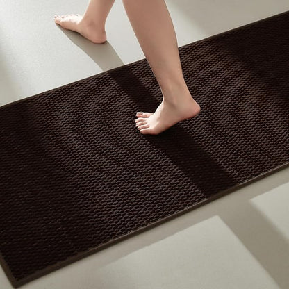Bathroom Runner Rug, Brown 24"x70", Low Pile, Non Slip, Quick Dry, Washable