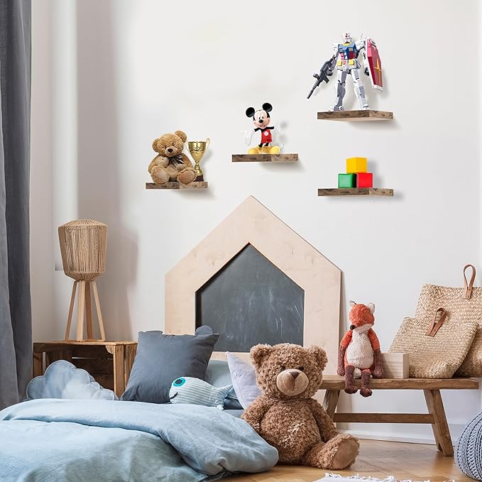 Sorbus Square Floating Shelf for Wall - 4 Small Shelves with Invisible Mounting Brackets for Living Room Decor, Bedroom, Bathroom Decor, Home & Kitchen - 9" Wall Shelf to Display Photos Trophies