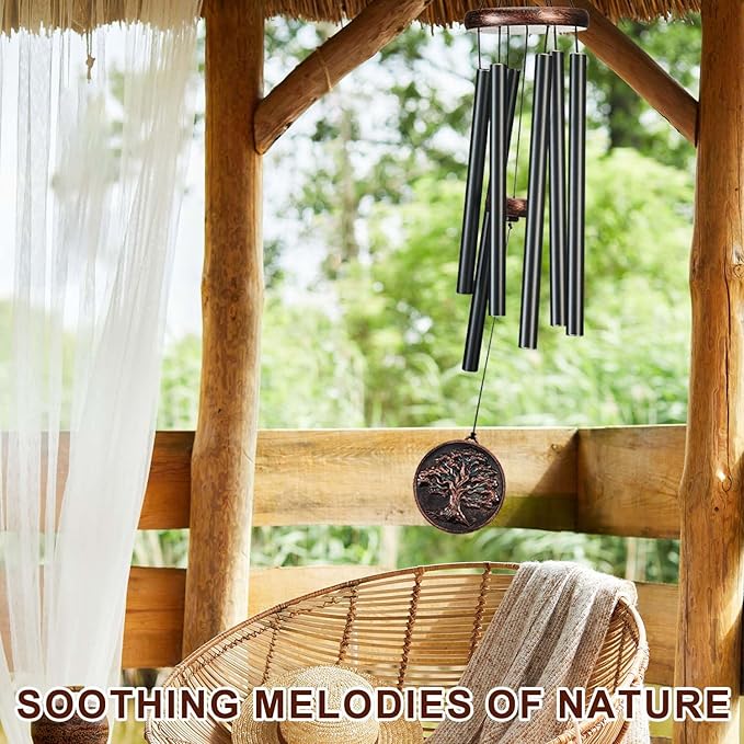 Wind Chimes for Outside, Tree of Life Deep Tone Vintage Wind Chime Outdoor Clearance, Sympathy/Memorial/Festivals/Birthday Gift for Mom Dad Grandma, Home Garden Decor (34" Tree of Life)