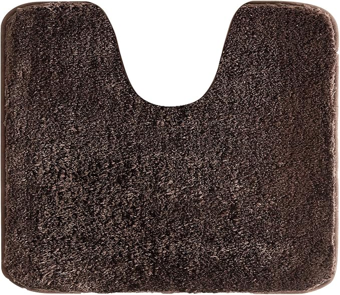 Suchtale Bathroom Contour Rug Non Slip Bath Mat Water Absorbent Soft Microfiber Shaggy Bathroom Mat Machine Washable Bath Rug for Bathroom Thick Plush U Shape Toilet Rug (20 x 24, Brown)