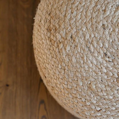 Pouf Ottoman, Round Braided Natural Jute Ottoman Pouf for Living Room or Bedroom, Floor Chair, Foot Rest or Decorative Home Decor