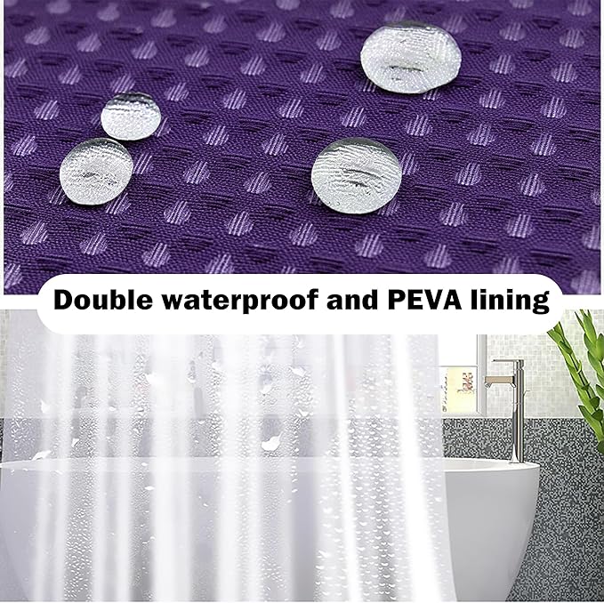 Purple Bathroom Set, 25 PCS Bathroom Accessories Set with Shower Curtains, Rugs, Trash Can, Toothbrush Holder, Soap Dispensers, Toothbrush Cup, Vanity Tray, Soap Dish, Toilet Brush, Qtip Holders