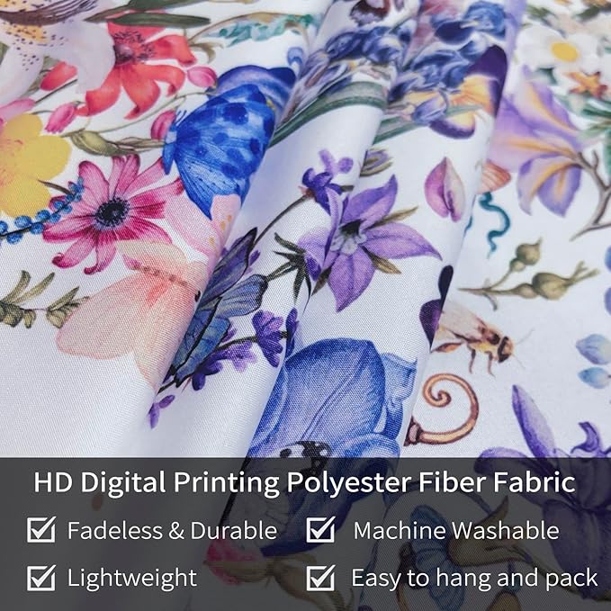 Damanse Butterfly Tapestry Wall Hanging Cute,Boho Wall Tapestry for Bedroom Aesthetic,Flower Living Room Decor for Teen Girls (White, 49.20" x 59.10")