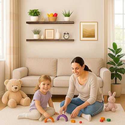 BGMG Floating Shelves 36 inch Long, Distressed,Wide Rustic Wooden Wall Shelves for Bathroom Living Room Bedroom Kitchen Farmhouse Set of 2-36x6.7x1.25 inch-Distressed Walnut