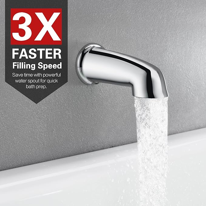 sumerain Tub and Shower Faucet Set with 6-Setting Shower Head, Modern Wall Mounted Tub Shower Systems with Valve and Trim Kit,Chrome