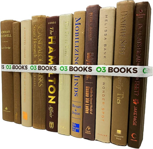 Curated Decorative Books Hardcover Décor Books for Home Décor, Choose Color, Interior Design, Office, Wedding Display, Instant Library, or Staging (Brown, Half Foot)