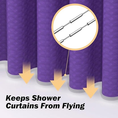 Purple Bathroom Set, 25 PCS Bathroom Accessories Set with Shower Curtains, Rugs, Trash Can, Toothbrush Holder, Soap Dispensers, Toothbrush Cup, Vanity Tray, Soap Dish, Toilet Brush, Qtip Holders