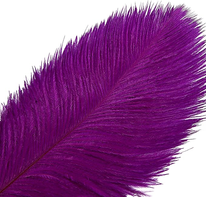 THARAHT 12pcs Purple Ostrich Feathers Natural Bulk 16-18Inch 40cm-45cm for Wedding Party Centerpieces Easter Gatsby and Home Decorate Ostrich Feather
