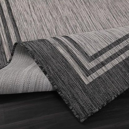 Bordered Outdoor Rug 10x14 Washable Outside Carpet for Indoor Patio Porch Waterproof Easy Cleaning Non Shedding Area Rugs Dark Gray 10 x 14