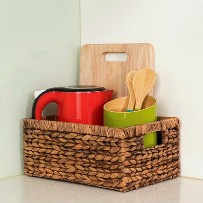 CENBOSS Wicker Baskets (Large, Brown Wash, 1PC) Rattan Storage Baskets for Shelves, Woven Seagrass Holder