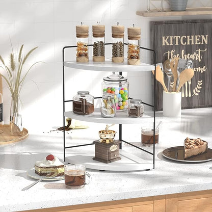 ZGO 3-Tier Bathroom Organizer Countertop, Corner Bathroom Counter Organizer, Makeup Organizer for Vanity Skincare Organizers and Storage, Kitchen Counter Shelf Organizer Perfume Organizer(White)