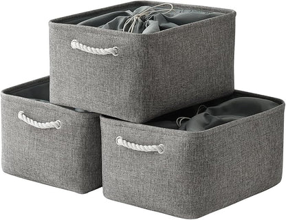 TheWarmHome Fabric Storage Bins Baskets for Organizing, Large Sturdy Storage Basket W/Handles, Decorative Foldable Storage Baskets for Shelves Closet Nursery Toy (X Large - 3 Pack 17.7L×13.8W×9.8H)