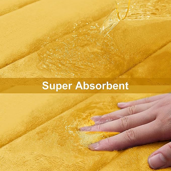 Buganda Memory Foam Bath Mat, 60" x 24", Ultra Soft and Non-Slip Bathroom Rugs, Water Absorbent and Machine Washable Bath Rug Runner for Bathroom, Shower, and Tub, Yellow