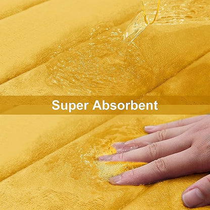 Buganda Memory Foam Bath Mat, 44" x 24", Ultra Soft and Non-Slip Bathroom Rugs, Water Absorbent and Machine Washable Bath Rug Runner for Bathroom, Shower, and Tub, Yellow