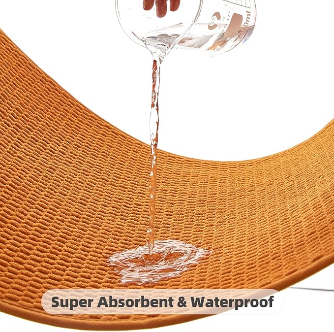 Small Bathroom Rugs Non Slip Washable Bath Rugs Super Absorbent Bathroom Rug Thin Quick Dry Low Pile Bath Mats, Orange 12"x12"