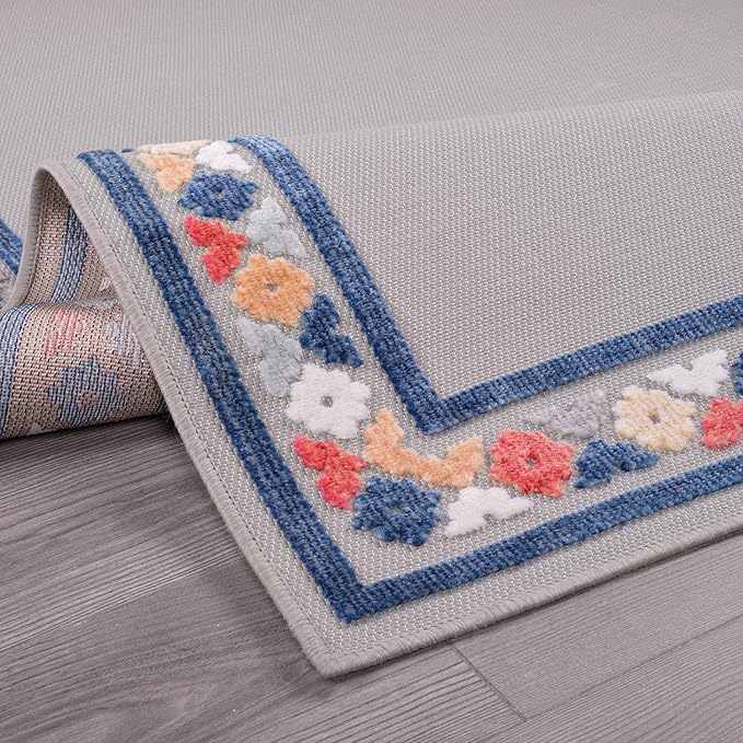 Beverly Rug Outdoor Rug 10x14 Modern Bordered Large Area Rugs for Indoor and Outdoor Patio Easy to Clean Non Shedding Living Room Porch Garden Washable Outside Carpet (10 x 14 Gray)