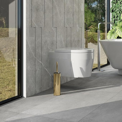 BGL Gold Toilet Brush and Holder, Stainless Steel Toilet Brush with PP Fiber Bristles, Round, 1 Pack