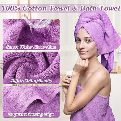 Purple Bathroom Set, Purple Bathroom Accessories Set with Shower Curtain, Bath Towel Set, Trash Can, 2PCS Soap Dispensers, Soap Dish, Toothbrush Holder and Cup,Toilet Brush for Bathroom Decor