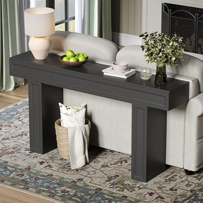 Rresyet 63 Inch Long Console Table, Sofa Table Behind Sofa, Wooden Entryway Table, Farmhouse Entryway Table for Entry, Hallway, Living Room (Black)