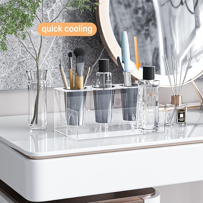 Clear Hair Tool Organizer, Blow Dryer Holder, Acrylic Bathroom Supplies Countertop and Vanity Caddy Storage for Accessories, Makeup, Toiletries