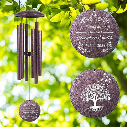 ASTARIN Memorial Wind Chimes Personalized, Bereavement Condolence Gifts for Loss of Mother Husband Wife, Customized Wind Chimes for Outside Deep Tone(Produced in USA)
