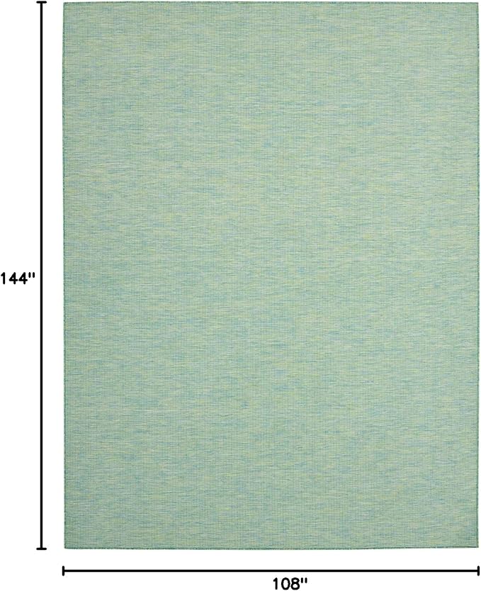 Nourison Positano Indoor/Outdoor Blue/Green 9' x 12' Area Rug, Easy Cleaning, Non Shedding, Bed Room, Living Room, Dining Room, Backyard, Deck, Patio (9x12)