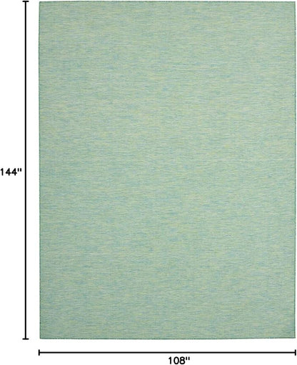Nourison Positano Indoor/Outdoor Blue/Green 9' x 12' Area Rug, Easy Cleaning, Non Shedding, Bed Room, Living Room, Dining Room, Backyard, Deck, Patio (9x12)