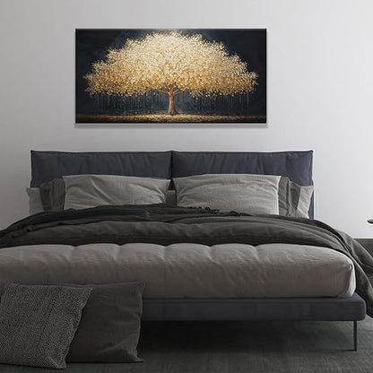 Canvas Wall Art Decor Gold Tree Of Life Abstract Wall Decor Artwork Canvas Prints Painting Gold Tree Wall Art Pictures For Bedroom Dining Room Home Office Artwork 20"X 40" Ready To Hang