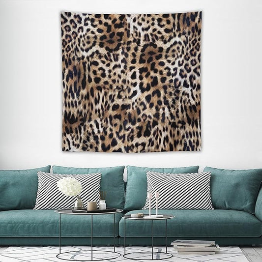 HZOHNAGO Leopard Print Tapestry Nature Wildlife Vintage Cheetah Fur Spot Animal Skin Wild Animals Spots Printed Wall Tapestry Painting Wall Hanging for Bedroom Living Room Dorm 60" W x 60" H