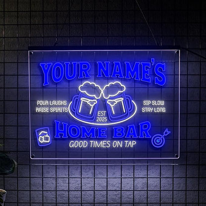 Personalized Bar Neon Sign Custom Beer Home Bar Lights Decor Acrylic Table LED Lighted Signs for Men Restaurant Coffee Man Cave Workshop Garage Poker Signs Gifts