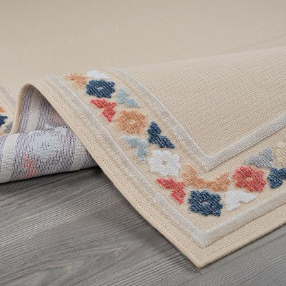 Beverly Rug Outdoor Rug 5x7 Modern Bordered Area Rugs for Indoor and Outdoor Patio Easy to Clean Non Shedding Living Room Porch Garden Washable Outside Carpet (5 x 7 Beige)