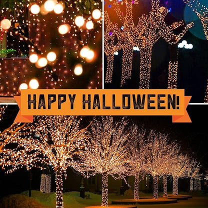 300LIGHTS(2*150L) ORANGE Extra-Bright With End Connectors Halloween Decorative Lights 19.44m UL Certified Mini String Light Set Waterproof for Halloween Home Garden Christmas Tree Party Patio