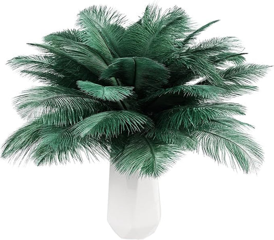 THARAHT Blackish Green Ostrich Feathers 24pcs Natural Bulk 8-10Inch 20cm-25cm for Crafts Wedding Party Centerpieces Mardi Gras Decoration Feather